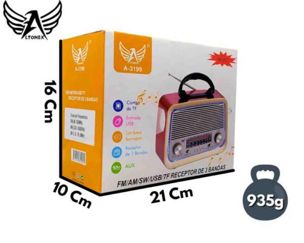 Rádio Retro Portátil Bluetooth Altomex AD-3199 - Image 2
